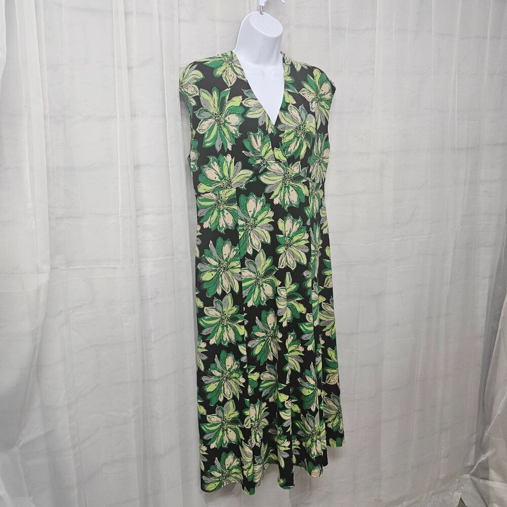 Jones New York Dress Green Midi Floral Boho Retro 16 - Picture 5 of 12